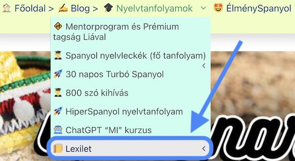 Lexilet menüpont